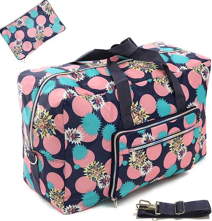 22" Foldable Large Travel Duffel Duffle Bag Sports Gym Tote Bag For Women Overnight Carryon Weekend Bag Shoulder Bag Water Resistant by Unknown