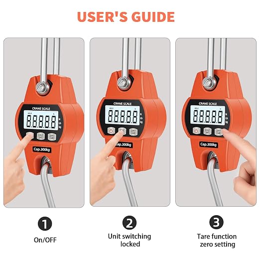 Hanging Scale 660lb/300kg - High-Accuracy Crane Scale with Aluminum Frame and LCD Display. Functions as Fishing Scale and Luggage Scale. for Farm, Hunting, Fitness, and Travel Weighing - Image 7