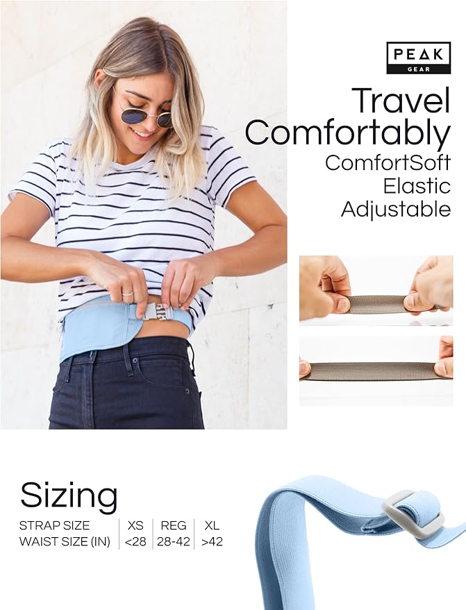 Peak Gear Travel Money Belt. Premium Quality Travel Wallet with RFID Blocking Fabric to Protect Credit Cards, Passports and Documents. Exclusive Theft Protection and 2 Recovery Tags | Blue - Image 5