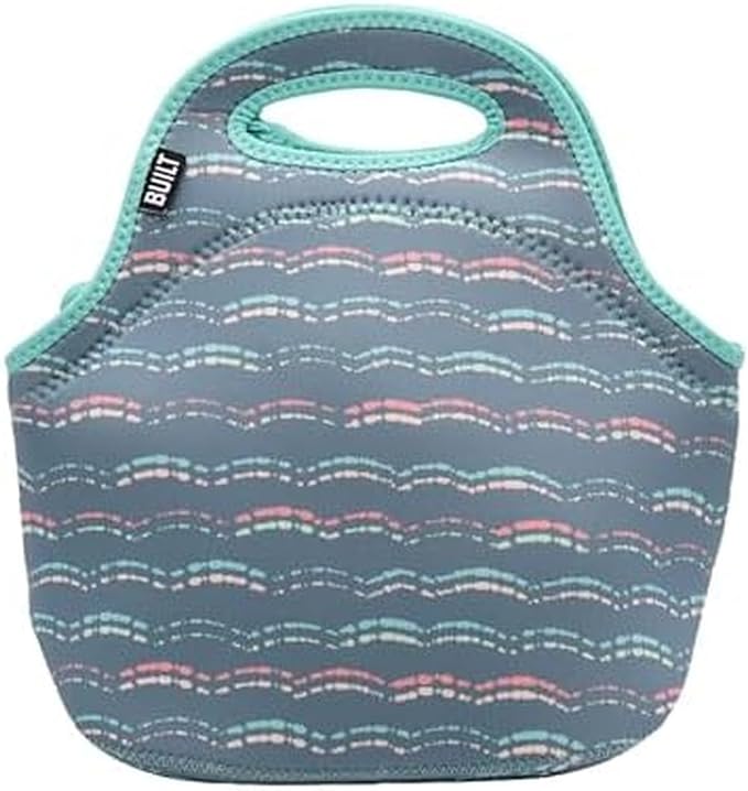 Built Gourmet Getaway Neoprene Lunch Bag - Insulated, Reusable, & Machine-Washable Lunch Tote for Hot and Cold Food Storage, Lightweight & Reusable - One Size (Scallop Stripe) by Built