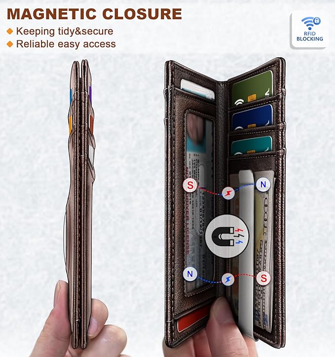 BULLIANT Magnetic Slim Leather Airtag Wallet Money Clip For Men 12Cards | RFID Blocking | Easy Access | Gift Boxed | Pocket Fit - Image 3