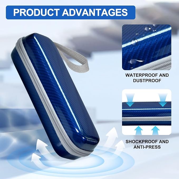 Toothbrush Travel Case for Oral B/Oral-B Pro 1000 1500 5000 7000 7500 6000 9600/ Phlips Sonicare 4100 5100 1100 6100 5300 Electric Toothbrush, Portable Hard Protective Storage Bag (Blue) - Image 4