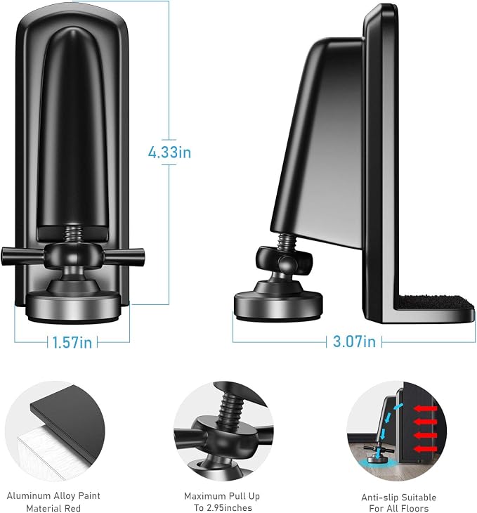 Portable Door Locks - Door Stoppers Security Door Lock Replacement Parts, Heavy Duty Door Jammer Door Blocker Device for Apartment/Travel/Hotel/Home (Black) - Image 5
