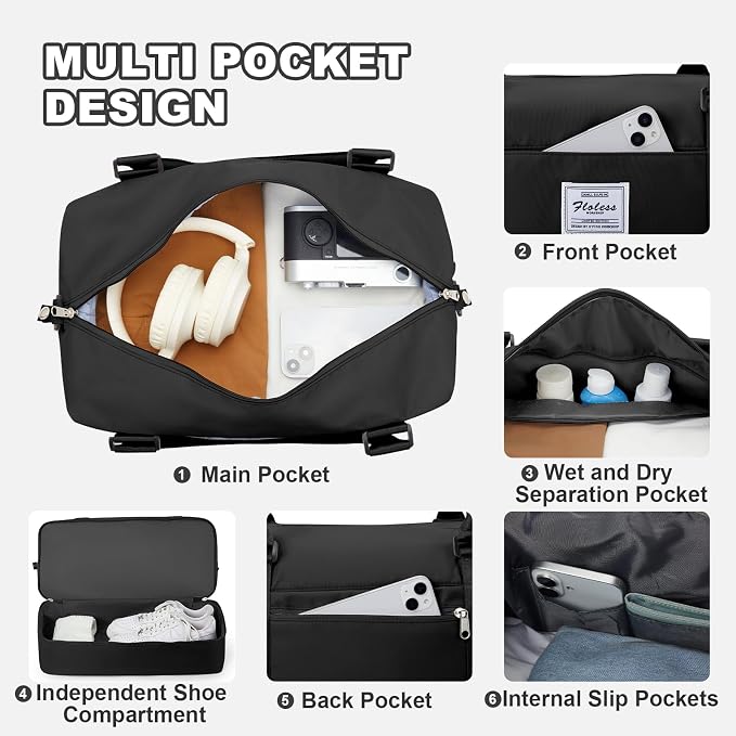 Travel Duffel Bag, Sports Tote Gym Bag, Shoulder Weekender Overnight Bag for Women - Image 6