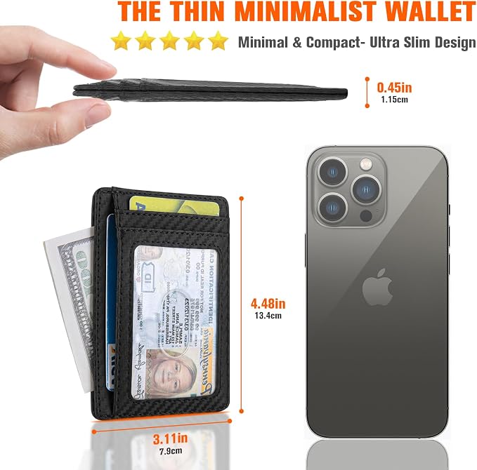 GH GOLD HORSE Slim RFID Blocking Card Holder Minimalist Leather Front Pocket Wallet for Women | Slim - Image 3