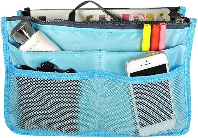 Bag Organizer Purse Insert Handbag Organizer Travel Bag, Blue by Wrapables