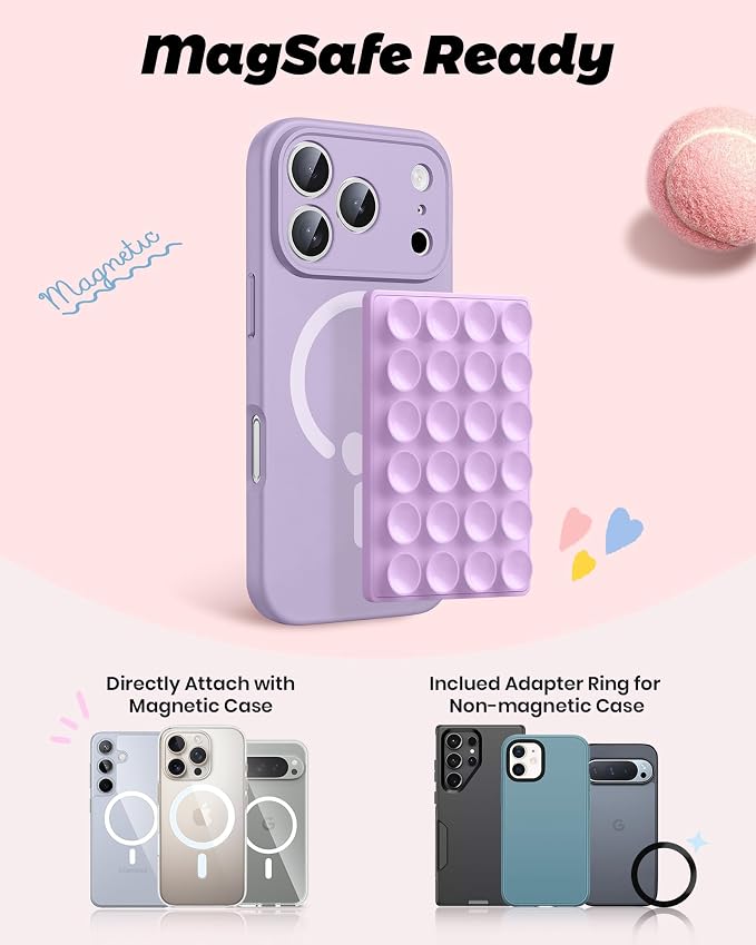 amBand ASMR Stuff Silicone Suction Phone Mount, Stable Hands-Free Sticky Holder for iPhone, Cute Aesthetic Gear for TikTok Influencers & ASMR Content Creator, Lilac Purple - Image 2
