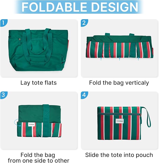 G4Free Beach Bag, Waterproof Beach Tote Pool Bags for Women | Compatible with Cup, Large Capacity Sandproof Foldable for Weekender Travel Swim - Image 4
