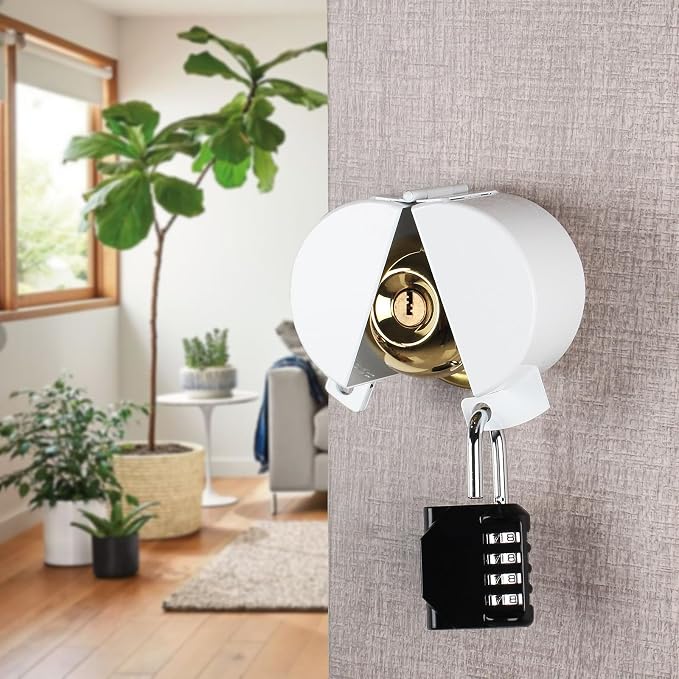 Door Knob Lock Out Device, Metallic White，Without Drilling(Password Lock) Door Handle Lock,Cover to Disable The Doorknob/Faucet, Prevents Turning of Door Knob and Access to Keyhole，Childproof - Image 7