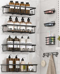 8 Pack Adhesive Large Capacity No-Drilling Shower Caddy, Black | Rustproof Shower Shelves Rack with Soap Dishes, Toothbrush Holder & Hooks for Bathroom Organizers & Storage Accessories by Unknown