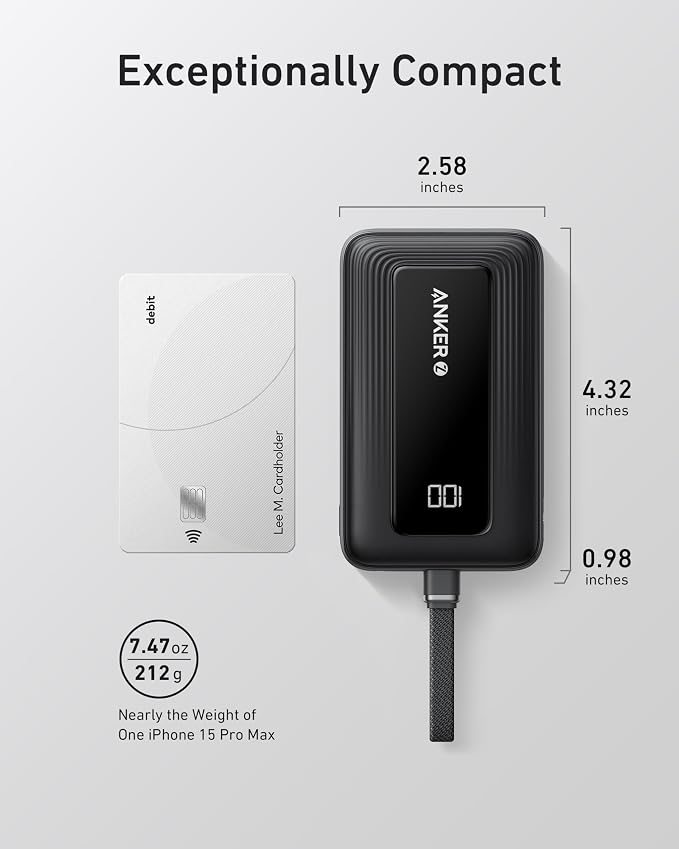 Anker Power Bank,10,000mAh 30W with USB-C Travel Essential Portable Charger | 30W Portable Charger with USB-C Input and Output for iPhone 17 / 16, Galaxy, and More (Black) - Image 7