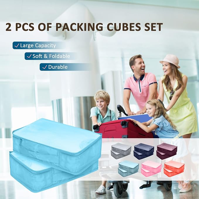 Packing Cubes Set, 2 Pcs Packing Organizers Set for Suitcases (Bright blue) - Image 7