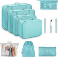 11 Set Packing Cubes for Travel, Anti-Tearing Suitcase Organizer | Luggage with Shoe & Hanging Toiletry Bag, 7 Travel Packing Cubes, Green, 1 Clear Toiletries Bag , 3 Portable Toothbrush Cases by Unknown