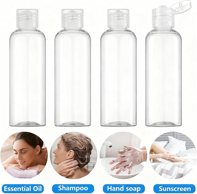 DTDNZKN 4 Pack 3.4 Oz (100ml) TSA Approved Travel Bottles for Toiletries | Leak Proof Plastic Travel Essentials Accessories with Labels - Image 5