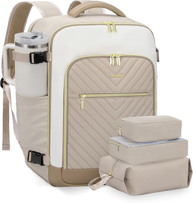LOVEVOOK Large Travel Backpack for Women, TSA Carry on Backpack for Airplanes, 40L Personal Item Travel Bag for Women fits 17" Laptop,Waterproof Carry on Bag Airplane Approved with 3 Packing Cubes by LOVEVOOK