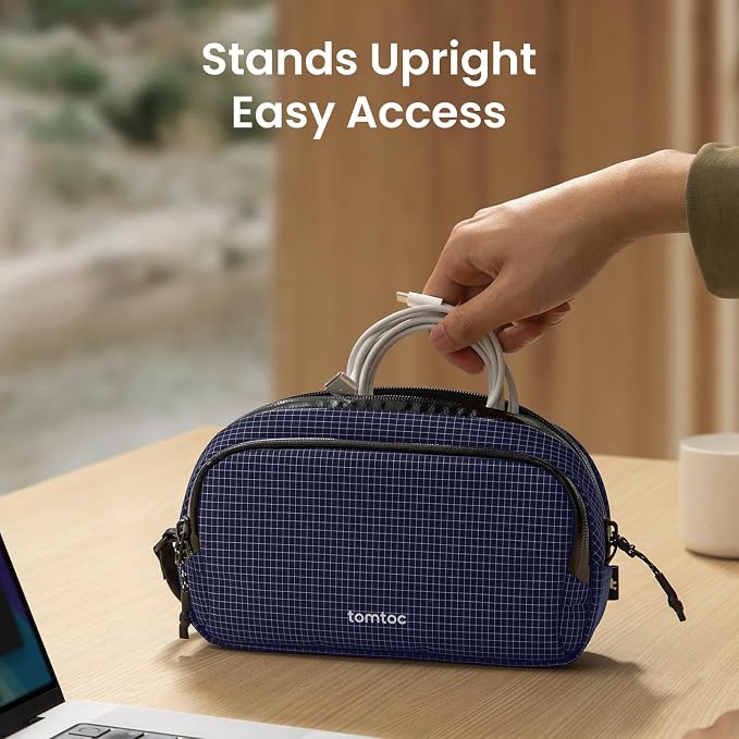 tomtoc Electronic Organizer Travel Case Performance, Dual Compartment Bag | Water Resistant Cable Organization Storage for Charger, Cord, Phone, Hard Drive, Power Bank, Accessories Travel Essentials - Image 4
