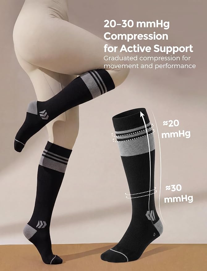 Momcozy Compression Socks for Women, 20-30 mmHg for Flying, Travel & Sports | 20-30 mmHg option: Enhanced support with zoned compression, Lycra fiber for lasting elasticity, silver-infused for freshness - Image 4