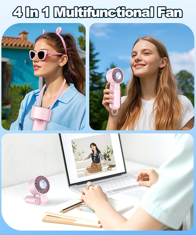 Portable Handheld Turbo Fan with LED Display - Turbocharged 32ft Cooling, Long-lasting 5 Speeds 4oz Lightweight, USB Rechargeable Mini Personal Hand Held Fan Gift for Women Men Travel, Office, Makeup - Image 6