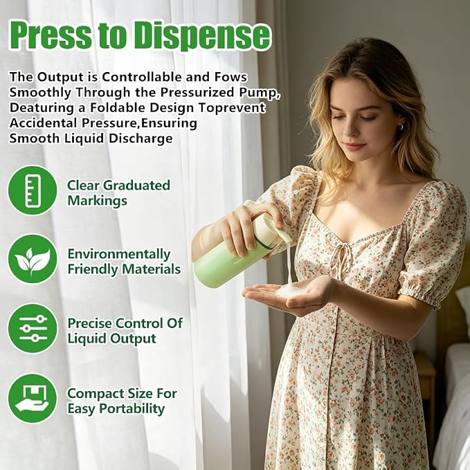 4-in-1 Travel Bottles for Toiletries, TSA Approved Leak Proof Travel Dispenser with Cleaning Brush,Pump and Lable, Shampoo Conditioner Dispenser Travel for Storing Shower Gel, Laundry Detergent - Image 5