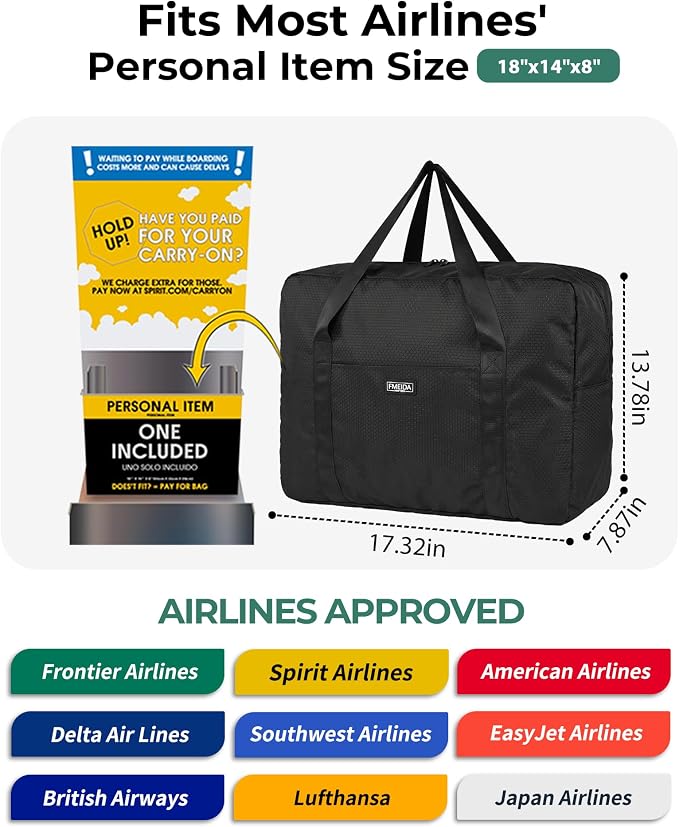 For Frontier Airlines Personal Item Bag 18x14x8 Travel Duffel Bag Carry on | Airline-Approved, Carry on Luggage, Fits Underseat & Overhead Bin, Save On Check-in Fees, Water-resistant, Tear-resistant - Image 2