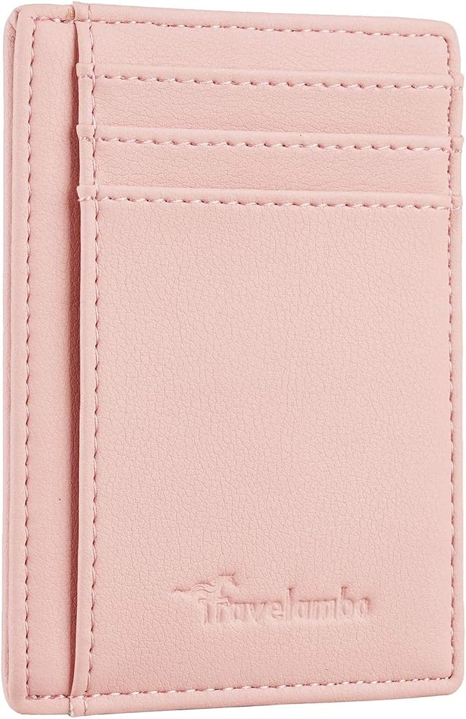 Travelambo Front Pocket Minimalist Leather Slim Wallet RFID Blocking Medium Size by Travelambo