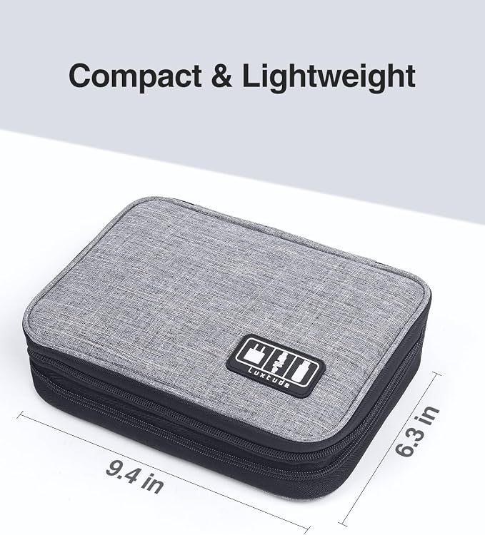 Double Layer Cord Organizer Bag, Portable Cable Storage Case, Flat Electronic Organizer Travel Case, Portable Tech Bag for Cable/Cord Storage/iPad (up to 7.9")/Wall Charger/Electronics - Image 5