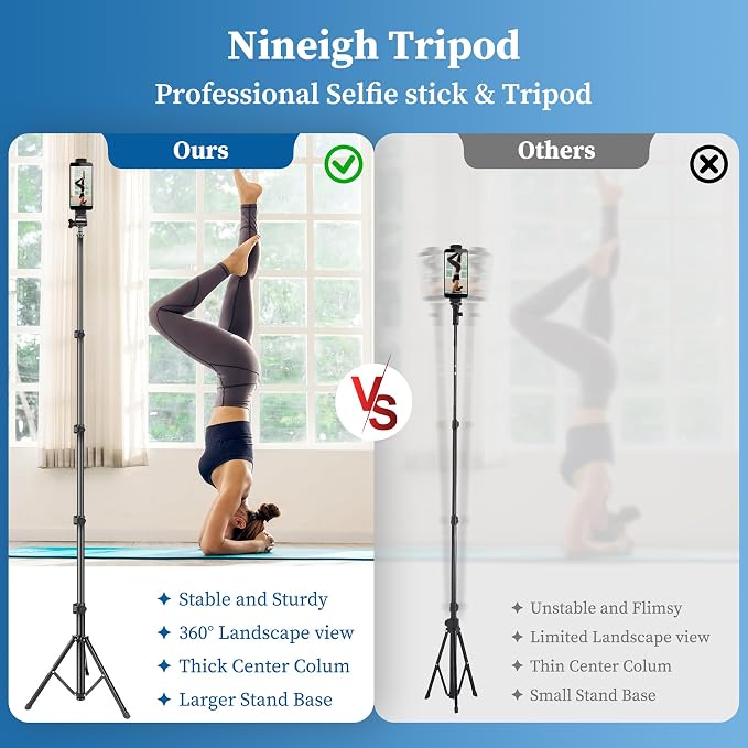 Phone Tripod Stand, 70" Selfie Stick Cell Phone Tripod with Remote | Phone Holder/Carry Bag, Aluminum Alloy Selfie Stick Tripods, Compatible with iPhone Samsung GoPro Smartphone - Image 7