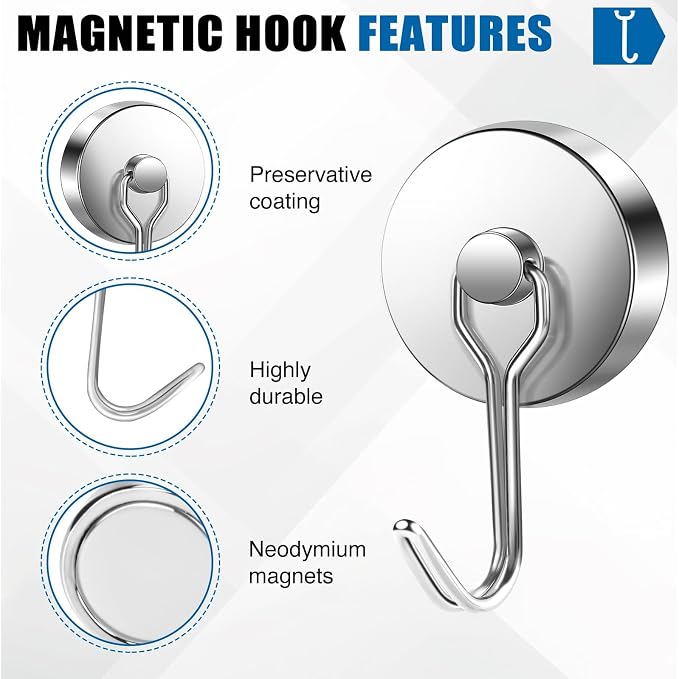 LOVIMAG Swivel Magnetic Hooks, 120LBS, Pack of 8 | Cruise Cabin Ship Essentials 2026, Heavy Duty Magnets for Refrigerator, Classroom, Kitchen, Hanging Mug - Image 4