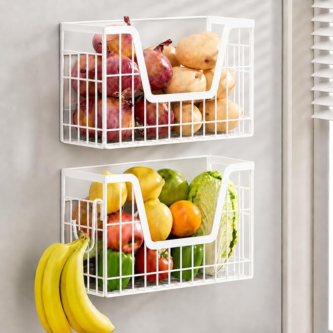 UFORU Magnetic Shelf for Fridge, Strong Magnet Storage Rack for Kitchen | 2 Pack Set, Holds Up to 30 lbs, Spacious Hollow Basket Design, Upgraded Material, Durable Construction, Space-Saving Storage by UFORU