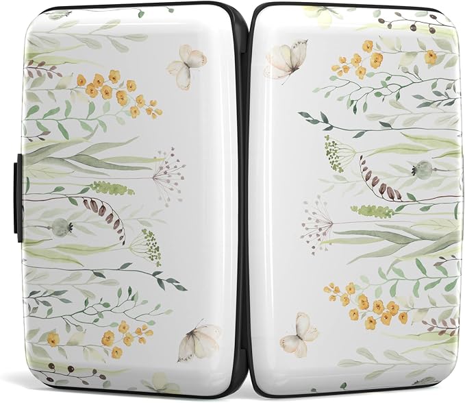 Credit Card Holder, Mini Aluminum Card Wallet RFID Blocking Slim Metal Hard Card Case for Women Men, Butterfly Flowers - Image 5