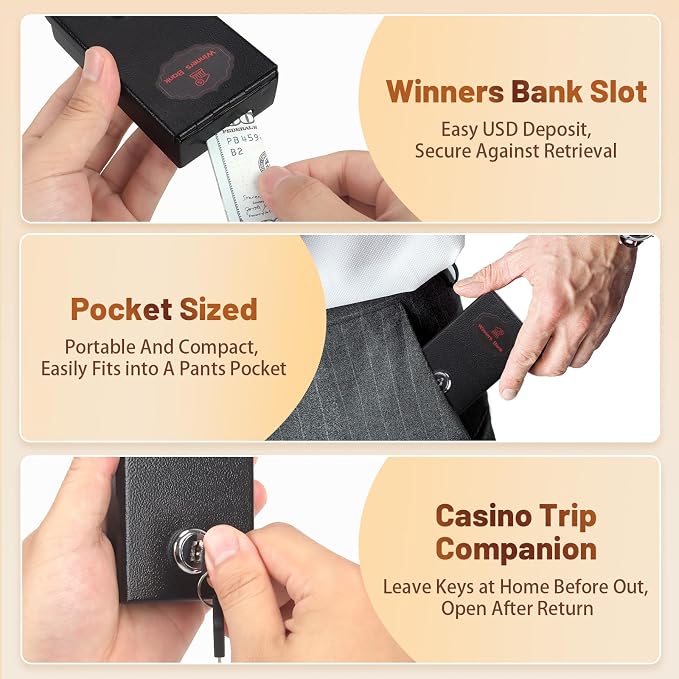 3 Pack Metal Box for Gambler - Winners Bank Portable Safe Casino Money Pocket Sized Cash Box with Key Go Home Money - Image 3