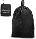 JHX Travel Laundry Bag XL, Extra large Dirty Clothes Organizer【Upgraded】with Handles and Aluminum Carabiner for Travel, Camp, Fitness, and Students (Thickened - Black) 32"H x 23"W by JHX