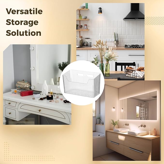 4 Pcs Plastic Wall Mount Organizer Bins - Self Adhesive Inside Cabinet Door Storage for Cosmetics Toiletries, Wall Organization Containers for Kitchen Bathroom Office, 7.9 x 3.5 x 5.7 in - Image 5