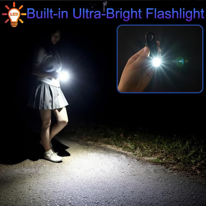 135dB Rechargeable Personal Safety Alarm Strobe Light Flashlight Keychain Siren for Women, Girls, College, School Students Emergency SOS Alerts Loud Sound Hiking Alarm Torchlight Bear Deterrent. Black - Image 4