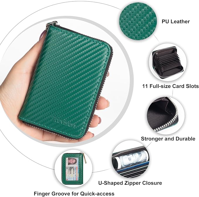 Credit Card Wallet, RFID Card Case Wallet, Zipper Card Cases Holder for Men Women, RFID Blocking, KeyChain Wallet, Compact Size Card Organizer Case for Women - Image 6