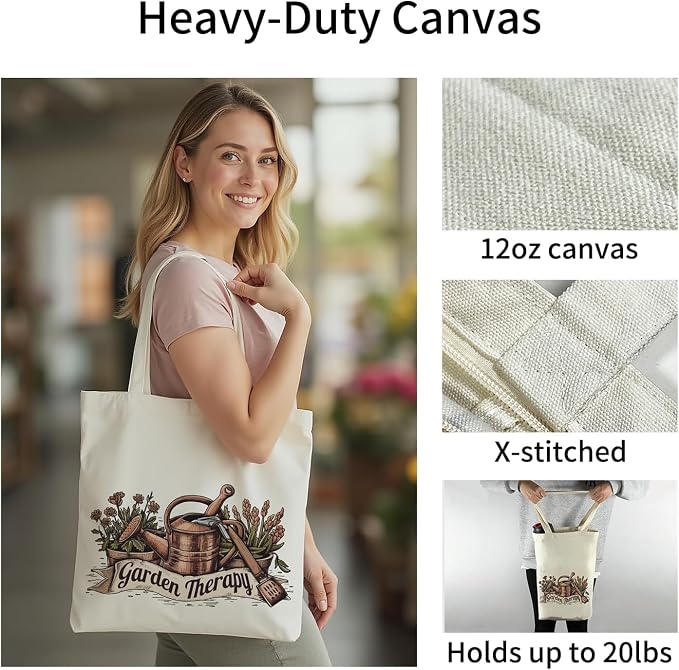 itgowisa Canvas Tote Bag for Women, Tote Bag with Zipper Inner Pocket, Zippered Canvas Bag for Shopping Work Grocery Everyday - Image 4