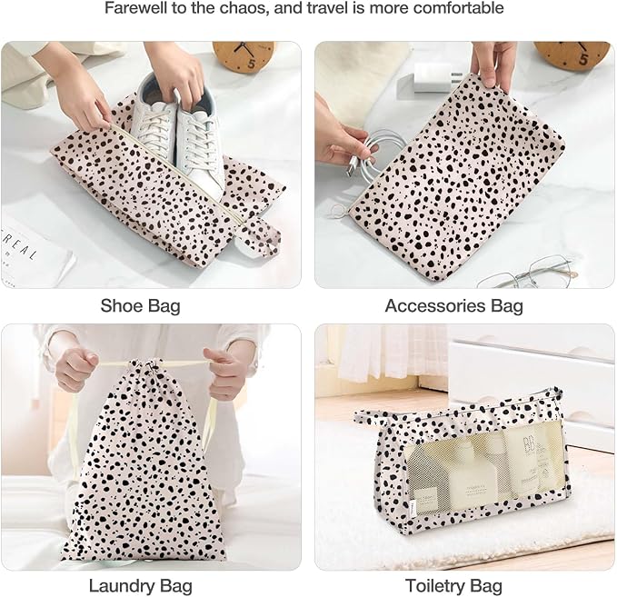 8 Set Packing Cubes for Suitcases, Packing Cube with Shoe, Cosmetics, Clothing, and Accessories Bags Packing Cubes for Travel Luggage Organizer(Leopard) - Image 4