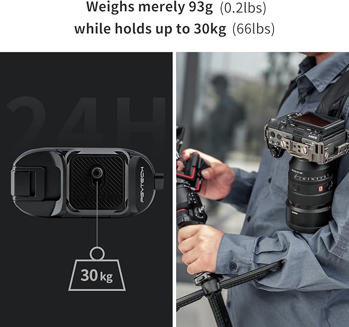 PGYTECH Beetle Camera Clip with Plate Quick Release System Backpack Clip | Max Load 66 lb Aluminum Clip for Sony, Nikon, Fuji, DSLR Action Camera Backpack Cameras Strap Mount (for Camera) - Image 4