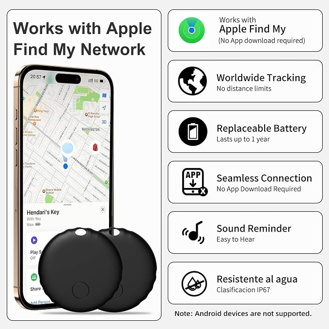 Tracker Tag, Smart Tag Works with Find My App (iOS Only), Keys Finder and Item Locator for Luggage, Backpack, Suitcases and More, Replaceable Battery, IP67 Waterproof Tracking Tags-3 Pack (Black) - Image 2
