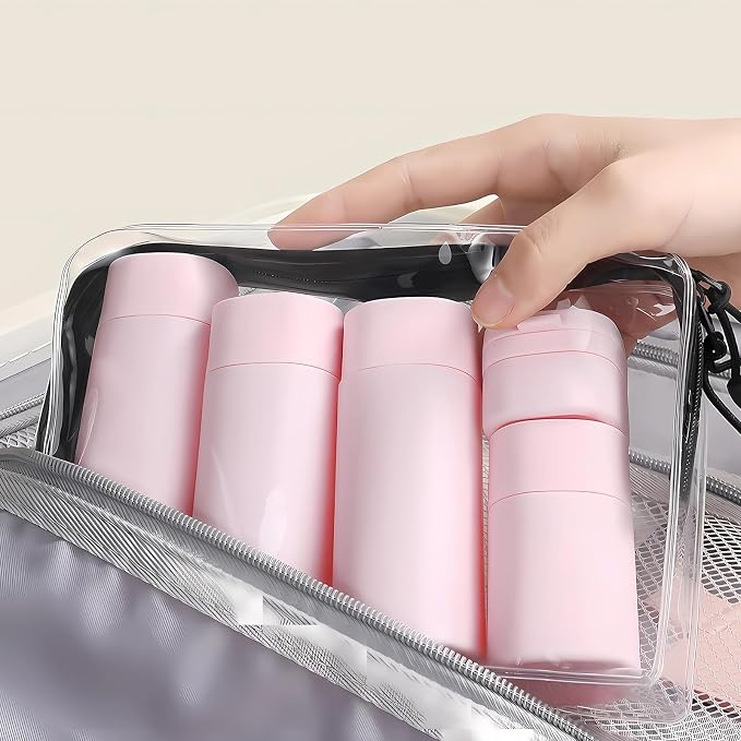 Travel Bottles for Toiletries, 5 Pack Travel Size Containers, TSA Approved Leak Proof - Silicone Toiletry Containers with Clear Bag for Shampoo, Conditioner & Lotion, Travel Essentials - Image 4