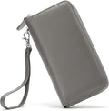 Moflycom Womens Wallet RFID Blocking Genuine Leather Zip Around Wallet Clutch Wristlet Travel Long Purse for Women by Moflycom
