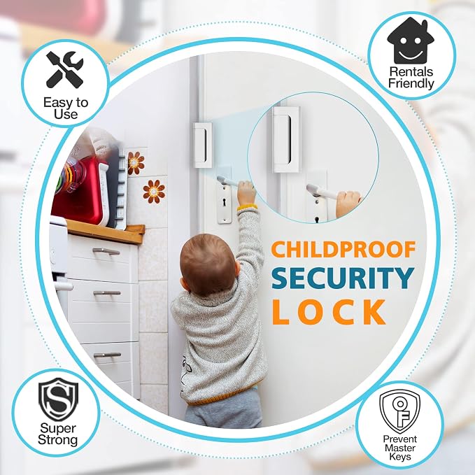 Door Lock for Kids Safety Home Security Front Door Reinforcement Lock Latch | Withstand 800 lbs Child Proof Door Lock for Inward Swinging Door Only, High Flip Deadbolt Latch for Bedrooms Apartment Patio - Image 5