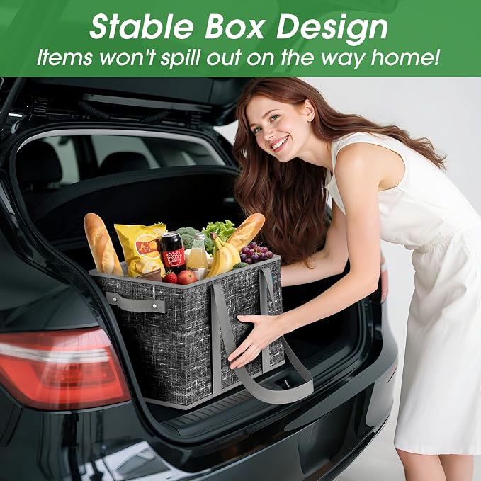 Fab totes Reusable Grocery Bags, Large Foldable Shopping Tote Bags with Reinforced Handles & Hard Bottom,8 Pack, Black - Image 6