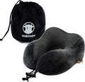 Memory Foam Travel Pillow, Neck Pillow with 360-Degree Head Support, Comfortable and Lightweight, Ideal for Sleeping on Airplane, Car, Train, Bus and Home Use, Comes with Storage Bag (Grey) by Makimoo