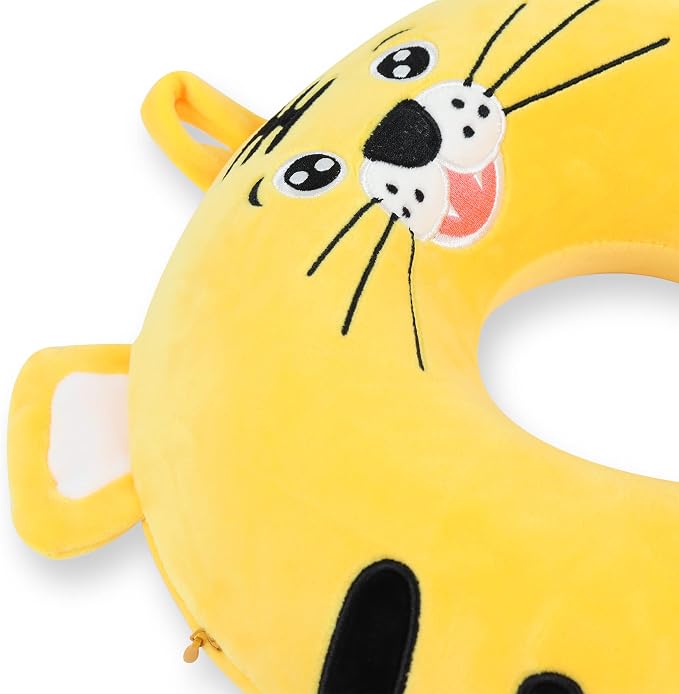Sexysamba Cartoon Headrest & Neck Pillow for Kids Boys & Girls, Teens, Travel Accessories for Airplane, Car, Recline, Memory Foam Cute Travel Pillow with Sleep Eye Mask - Tiger - Image 6