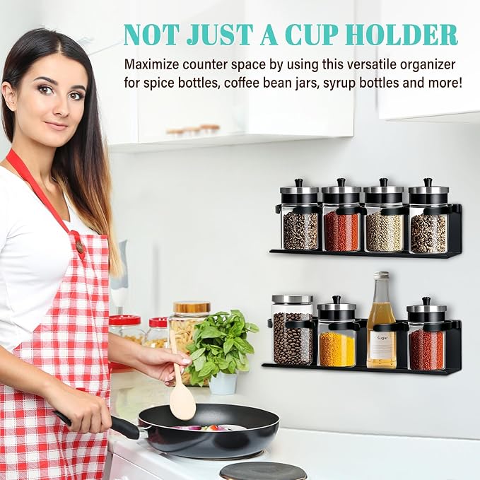 Magnetic Cup Holder for Fridge,8 Cups Water Bottle Organizer for Stanley 30 40 oz with Tumbler Lid Organizer,High Capacity Heavy Duty Kitchen Storage Rack Accessories - Image 8