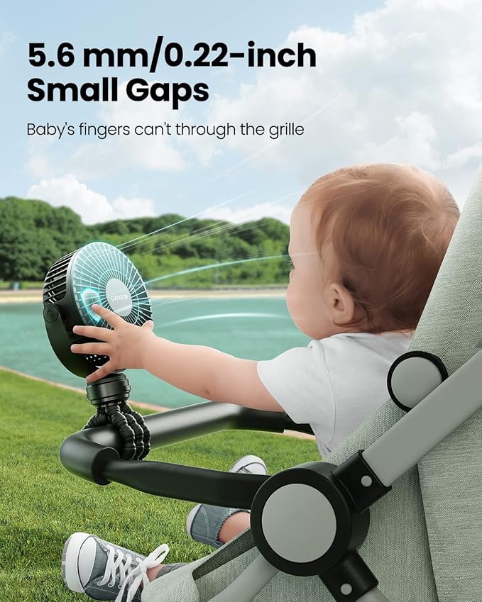 Gaiatop Mini Portable Stroller Fan, Small Clip on Fan 3 Speed Rechargeable | 360° Rotate Flexible Tripod, Battery Operated Detachable, Cooling for Car Seat Crib Treadmill Travel Black - Image 2
