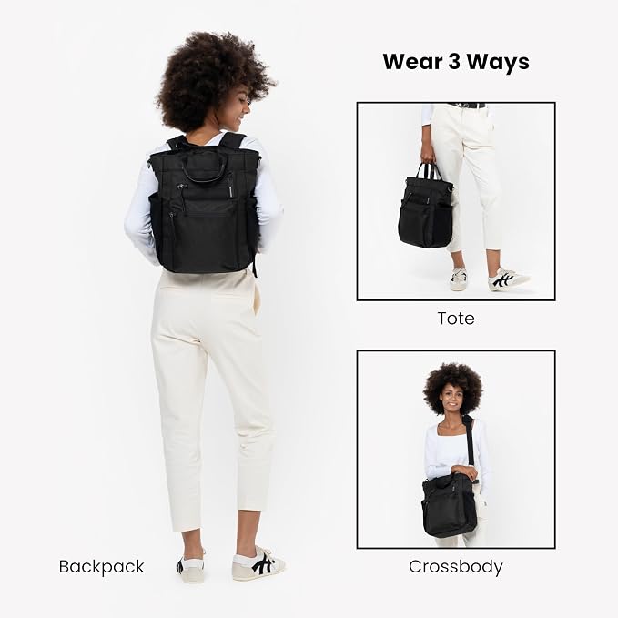 Sherpani Soleil, Anti Theft Convertible Backpack, 3 in 1 Tote, Crossbody Purse, 18L Travel Bag, Fits 13” Laptop (Carbon Signature) | 18L Travel Shoulder Bag, Everyday Crossbody Purse, RFID Protection, Business Daypack, Travel Gift for Women, Fits 13" L... - Image 2