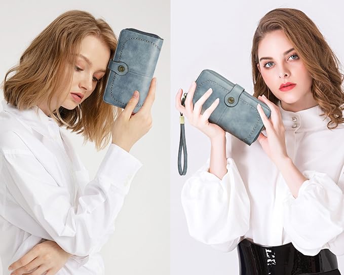 TFKGS Wallet for Women RFID Blocking Leather Large Capacity Card Holder Ladies Phone Clutch Travel Long Purse Wristlet | RFID Blocking - Image 6
