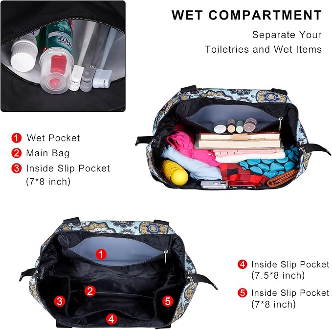 Expandable Duffel Bag for Women with Trolley Sleeve/Wet Pocket Weekender Travel Tote Large Carry On Overnight Luggage - Image 4